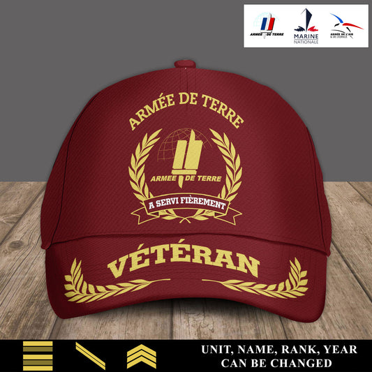 Personalized Rank, Year And Name France Soldier/Veterans Baseball Cap - 17534880