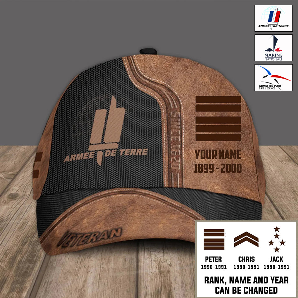 Personalized Rank, Year And Name France Soldier/Veterans Baseball Cap - 17376768