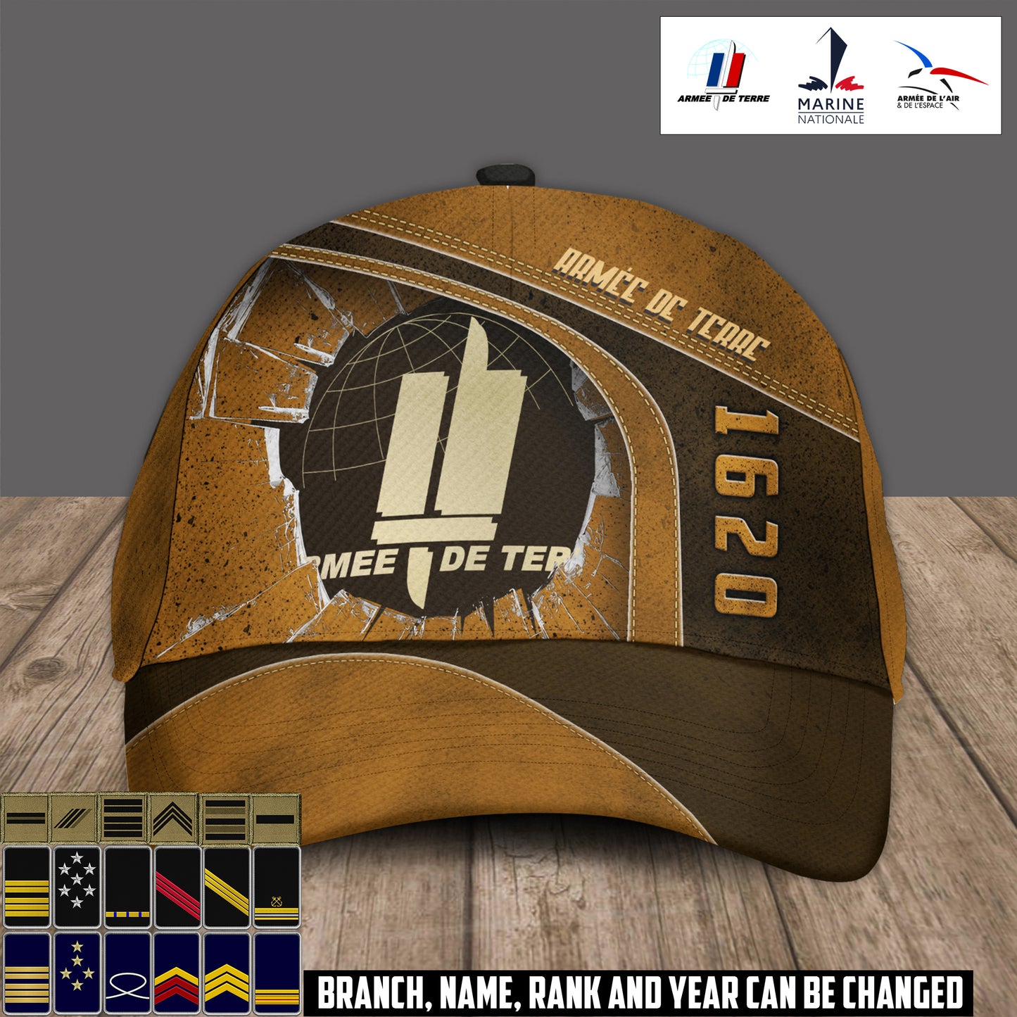 Personalized Rank, Year And Name France Soldier/Veterans Baseball Cap - 17374176