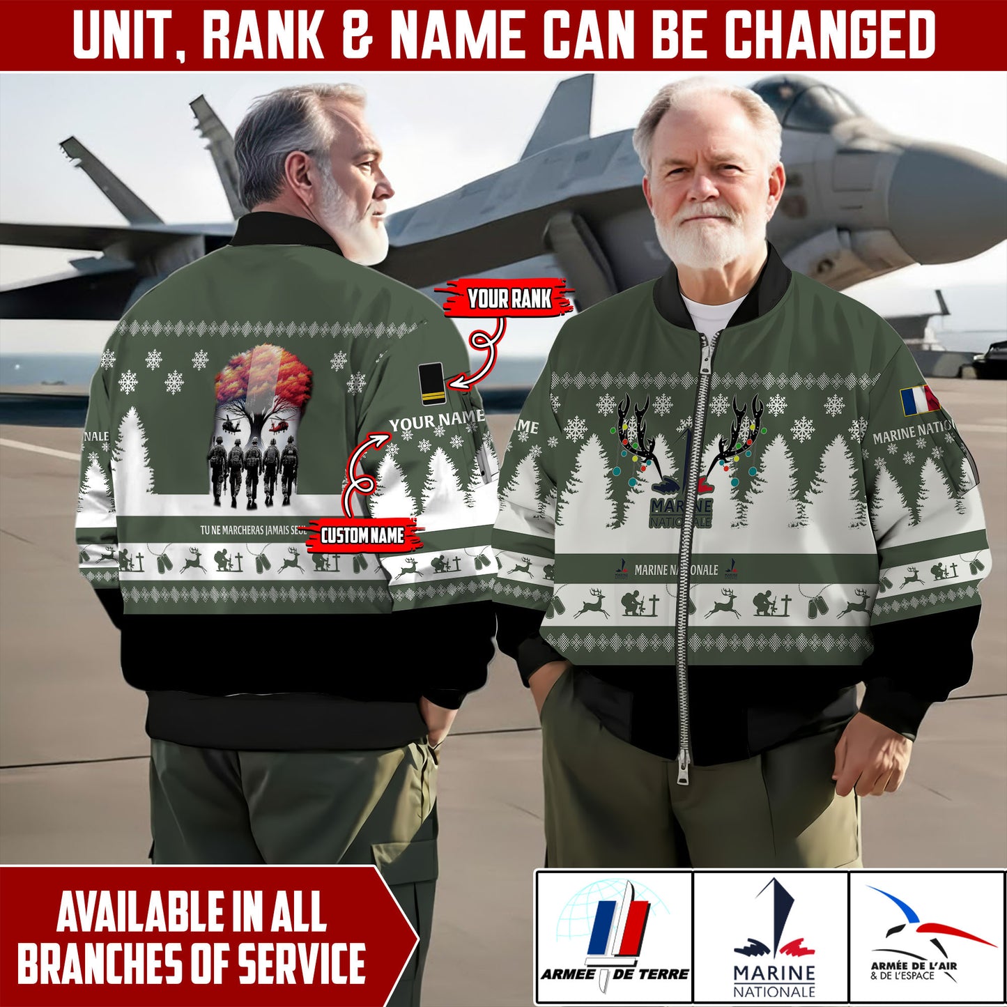 Personalized France Soldier/Veteran Camo with Name And Rank Sweater All Over Printed - 17298144