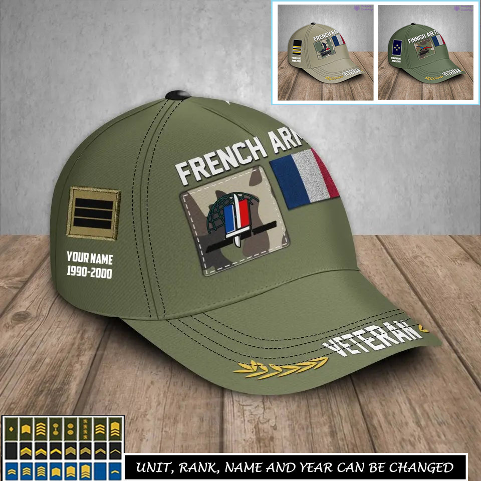 Personalized Rank, Year And Name France Soldier/Veterans Baseball Cap - 17236800
