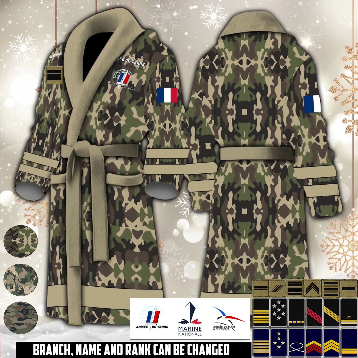 Personalized Rank And Name France Soldier/Veterans Bathrobe - 1764720001