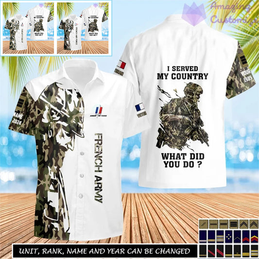 Personalized France Soldier/Veteran Camo with Name, Rank Hawaii All Over Printed - 17262720