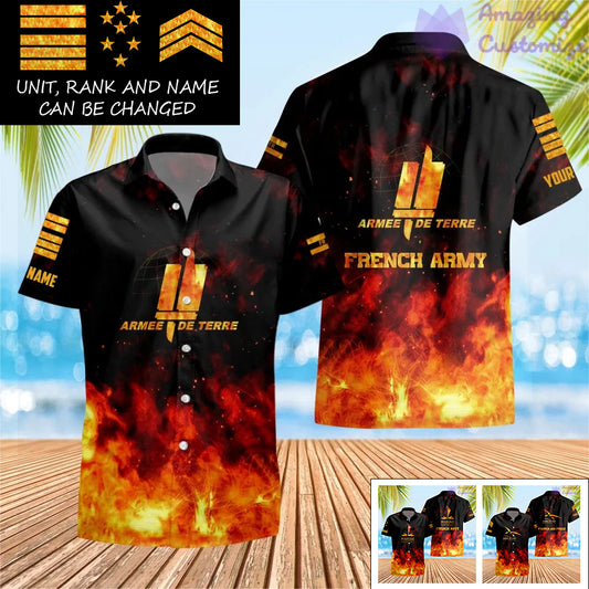 Personalized France Soldier/Veteran Camo with Name, Rank Hawaii All Over Printed - 17259264