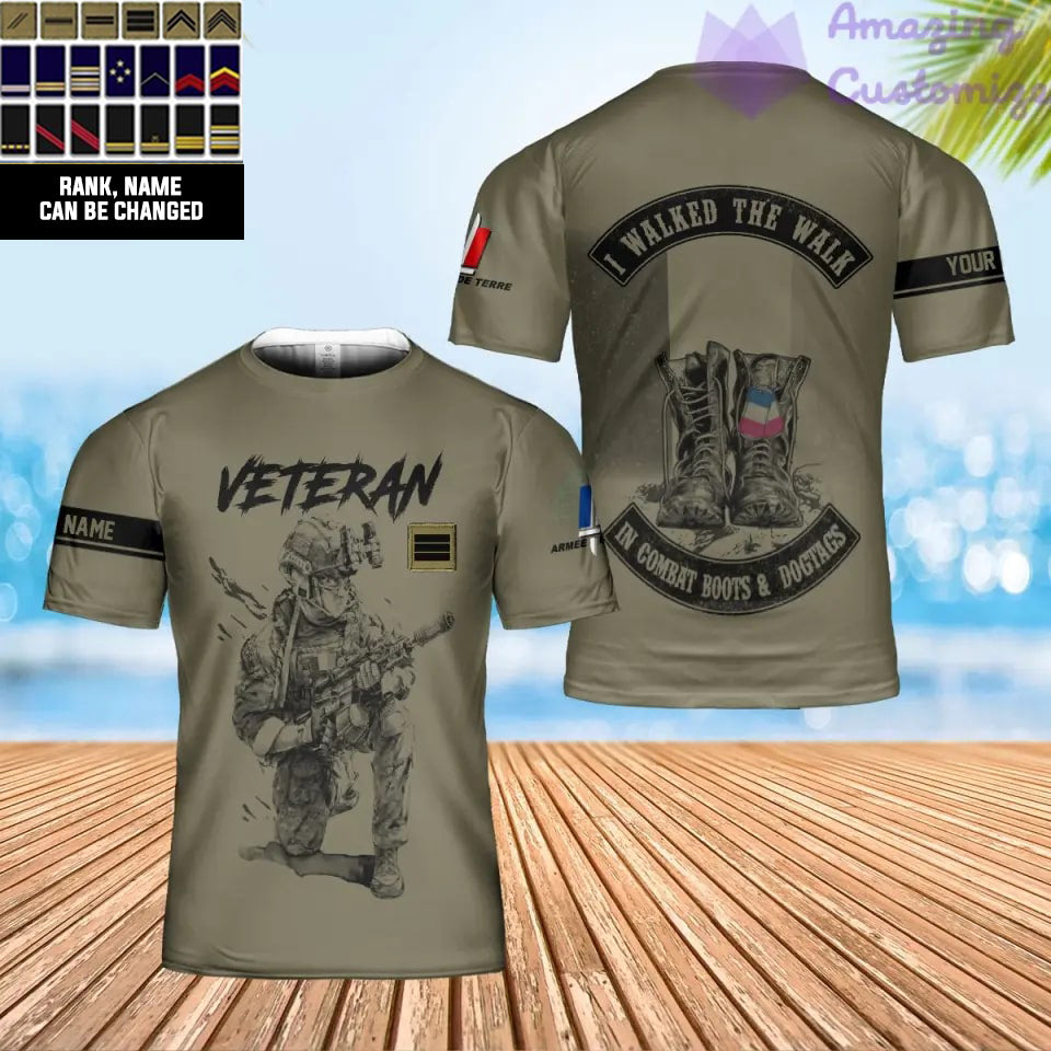 Sweat à capuche personnalisé avec camouflage soldat/vétéran de la France avec nom et grade imprimé sur toute la surface - 1720569602