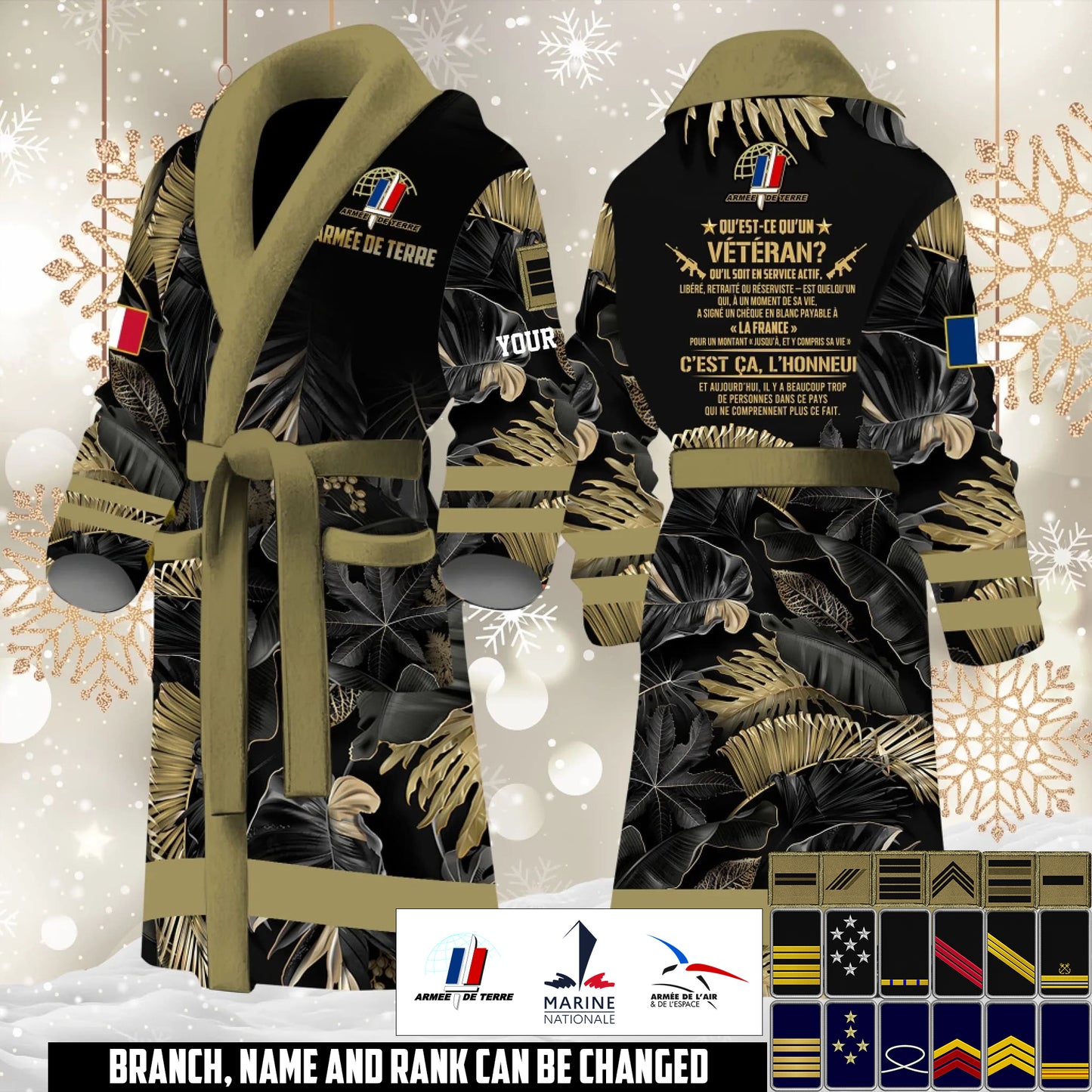 Personalized Rank And Name France Soldier/Veterans Bathrobe - 1765238401