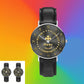 Personalized Germany Soldier/ Veteran With Name Black Stitched Leather Watch - 2203240001 - Gold Version