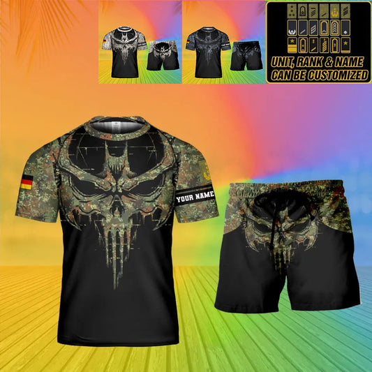 Personalized Germany Soldier/ Veteran Camo With Name And Rank Combo T-Shirt + Short 3D Printed  - 18Mar2401