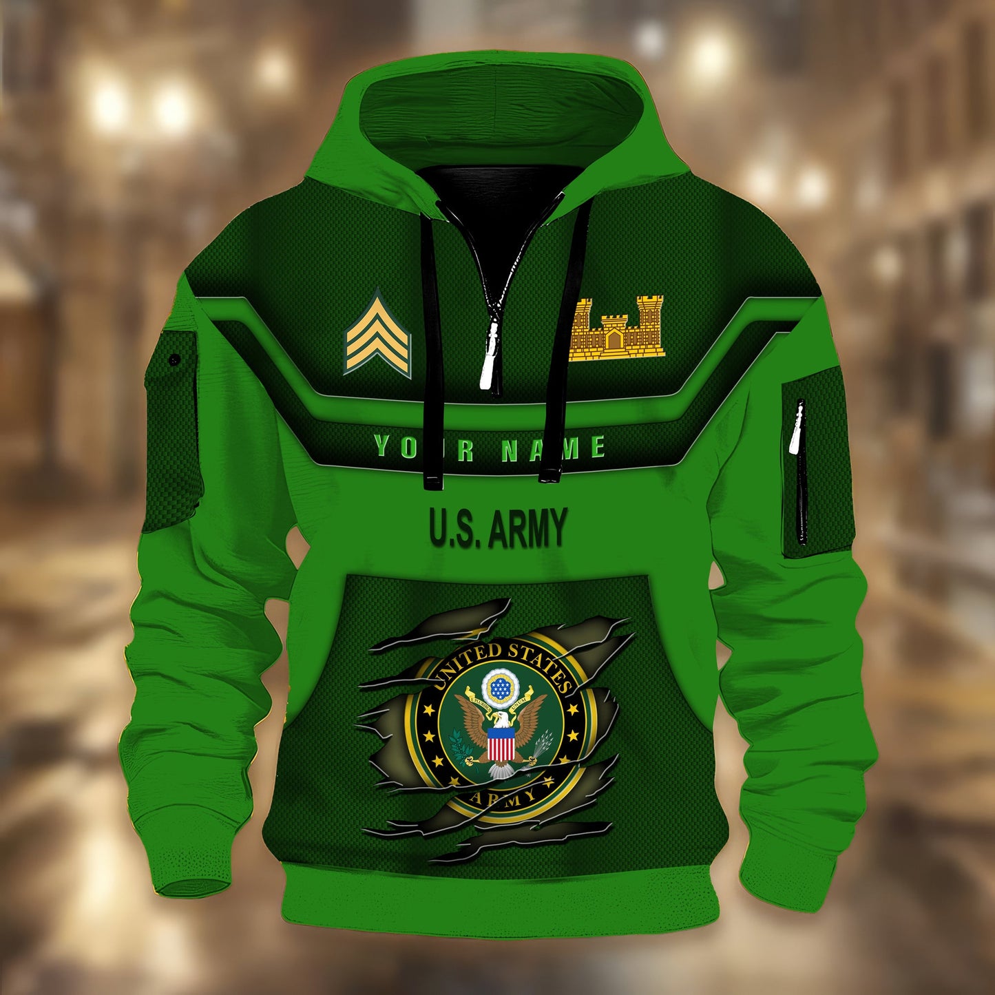 Army Branch - Personalized US Soldier/ Veteran 3D Half-zip Hoodie -17508096