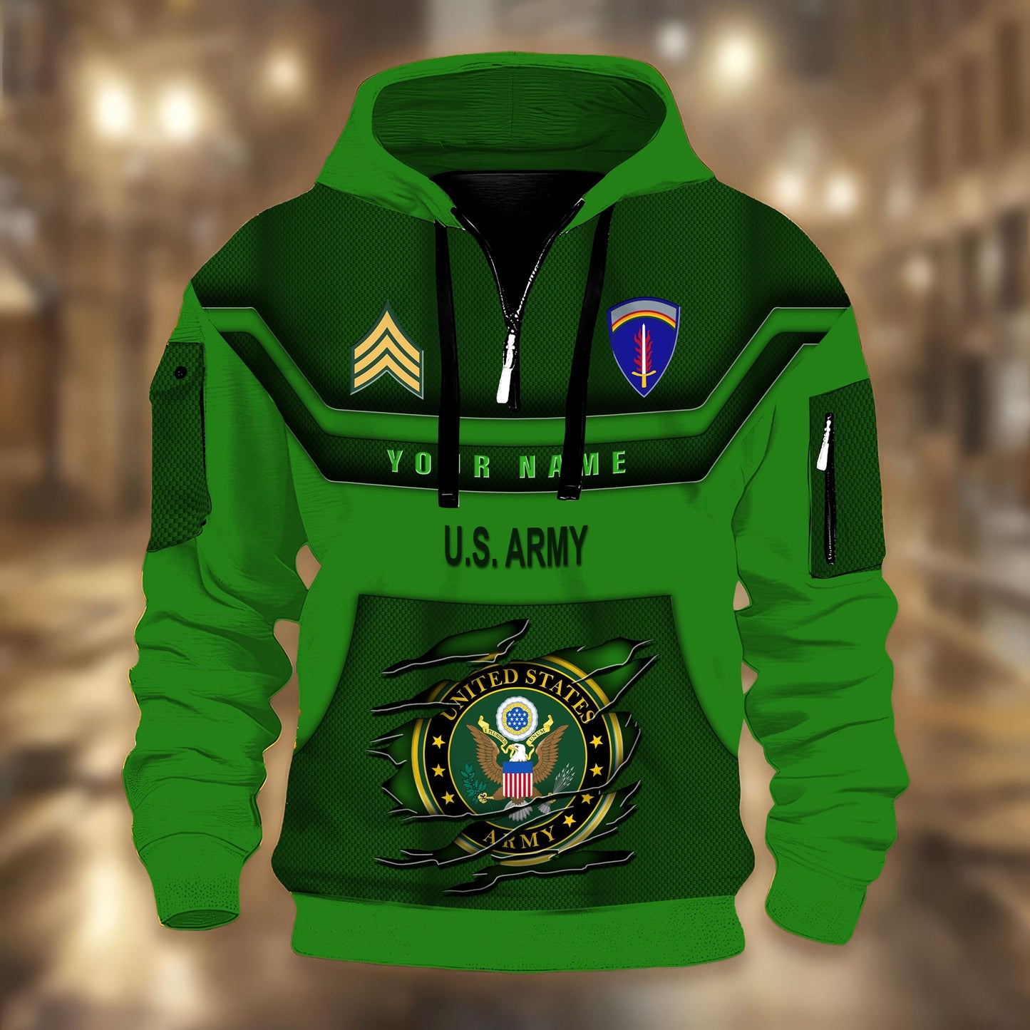 Army Division - Personalized US Soldier/ Veteran 3D Half-zip Hoodie -17508096