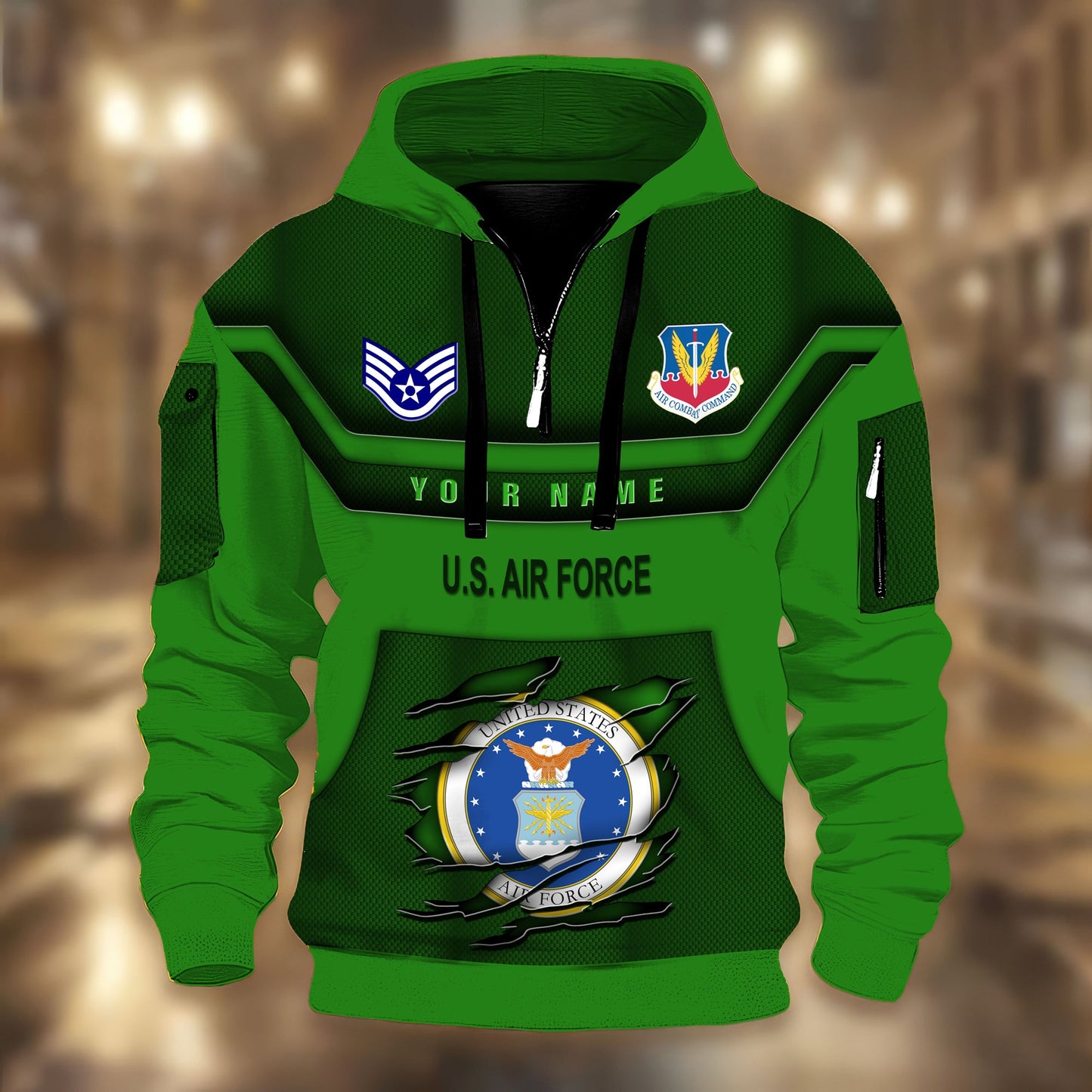 Air Force Command - Personalized US Soldier/ Veteran 3D Half-zip Hoodie -17508096