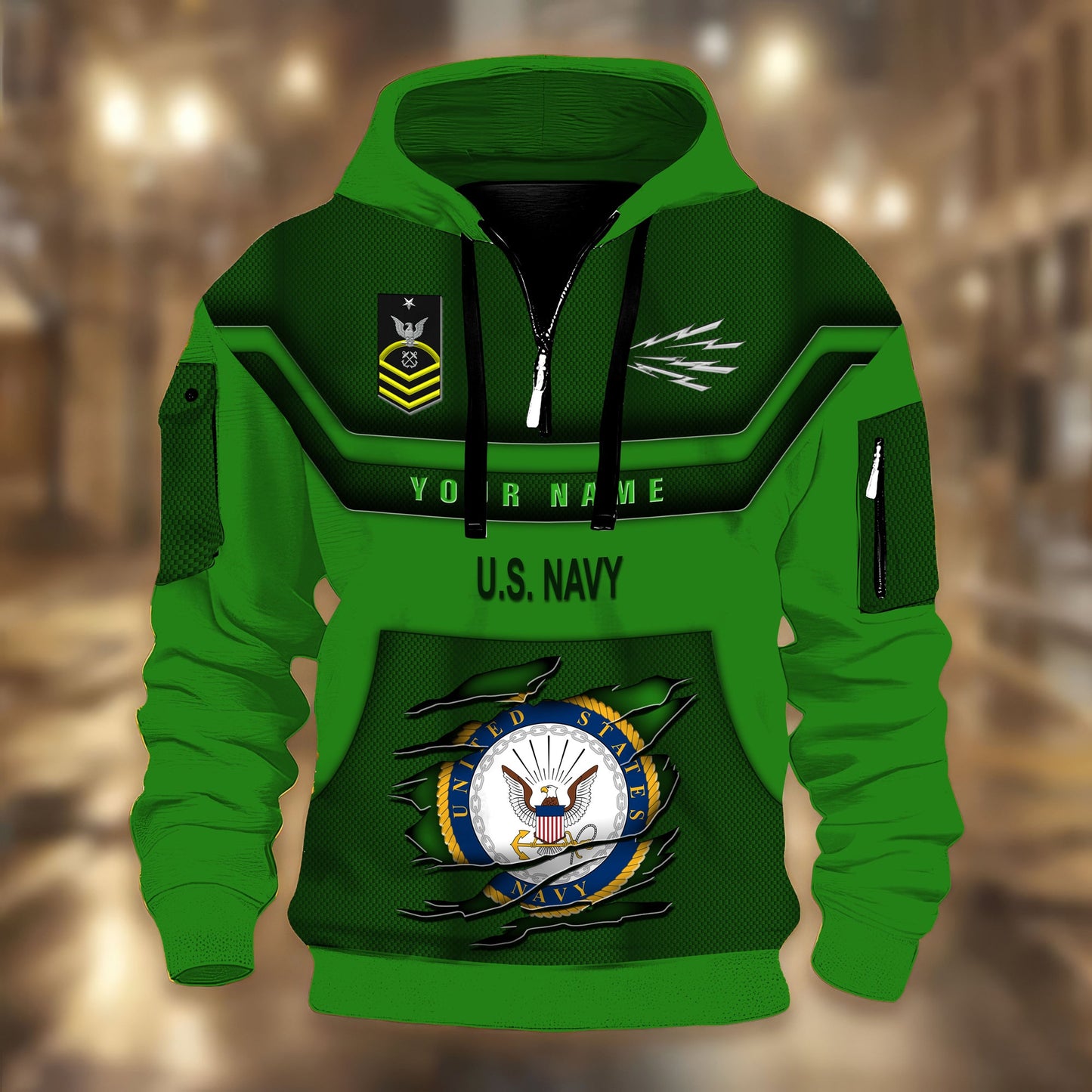 Navy Rating - Personalized US Soldier/ Veteran 3D Half-zip Hoodie -17508096