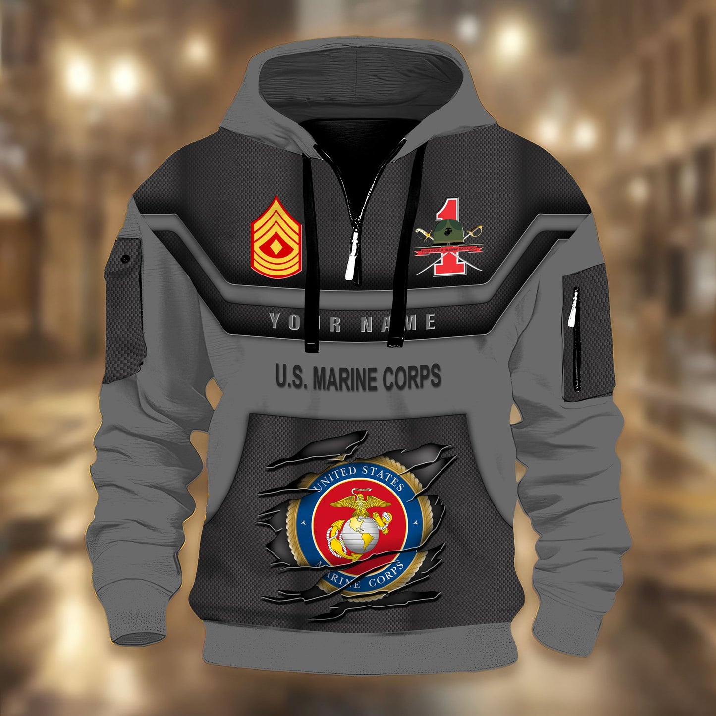 Marines Battalions - Personalized US Soldier/ Veteran 3D Half-zip Hoodie -17508096