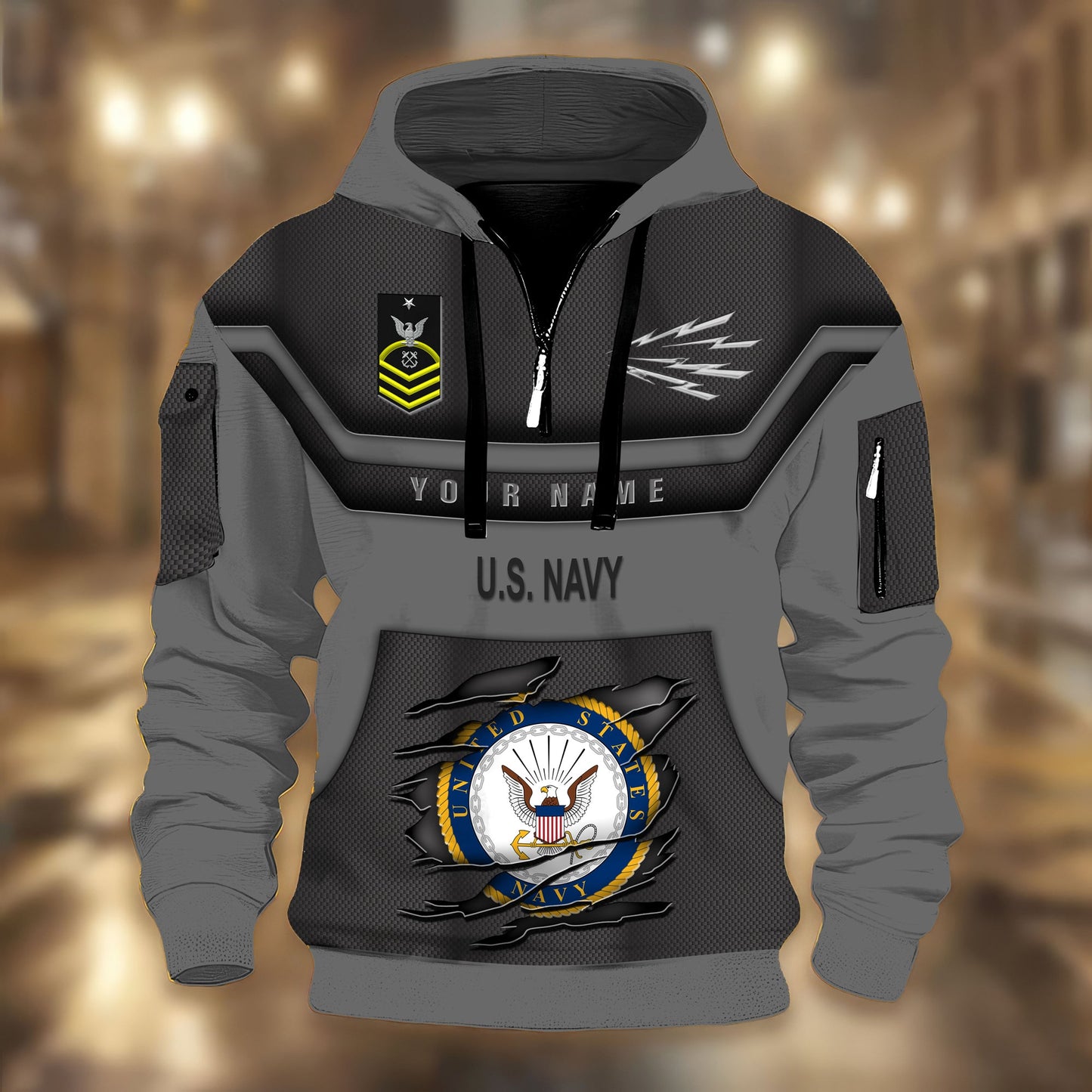 Navy Rating - Personalized US Soldier/ Veteran 3D Half-zip Hoodie -17508096