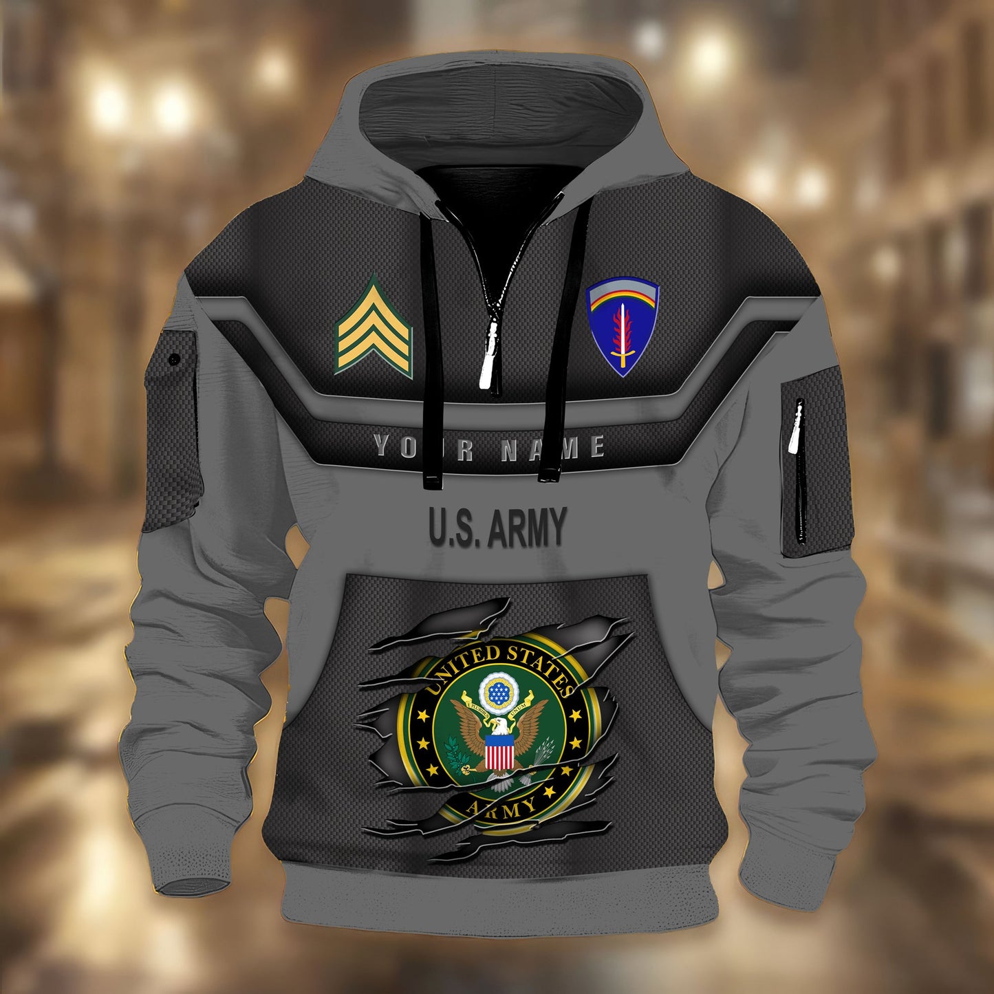 Army Division - Personalized US Soldier/ Veteran 3D Half-zip Hoodie -17508096
