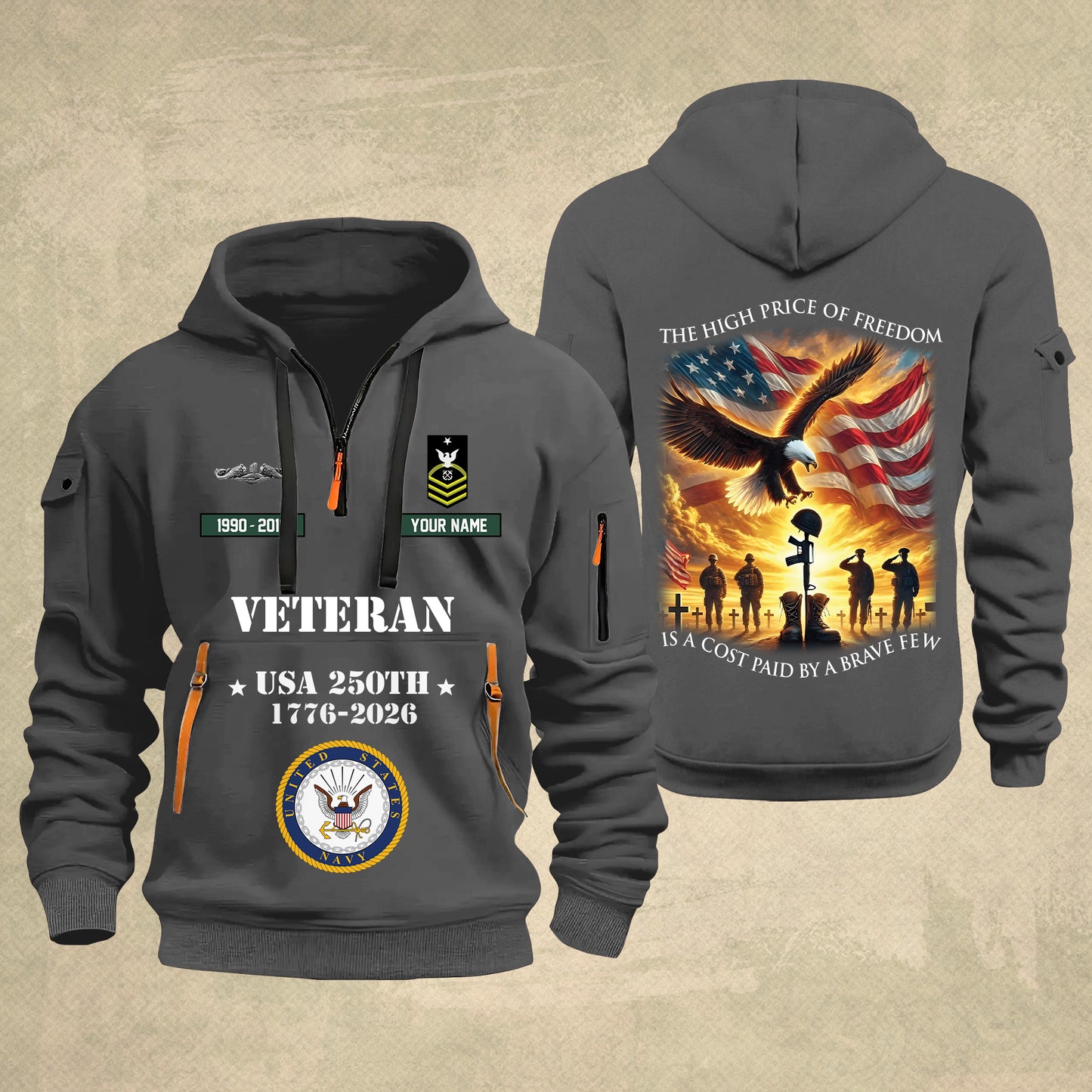 Navy Badge - The High Price Of Freedom 250th USA – Personalized Military Zip Hoodie Multicolor - 17702496
