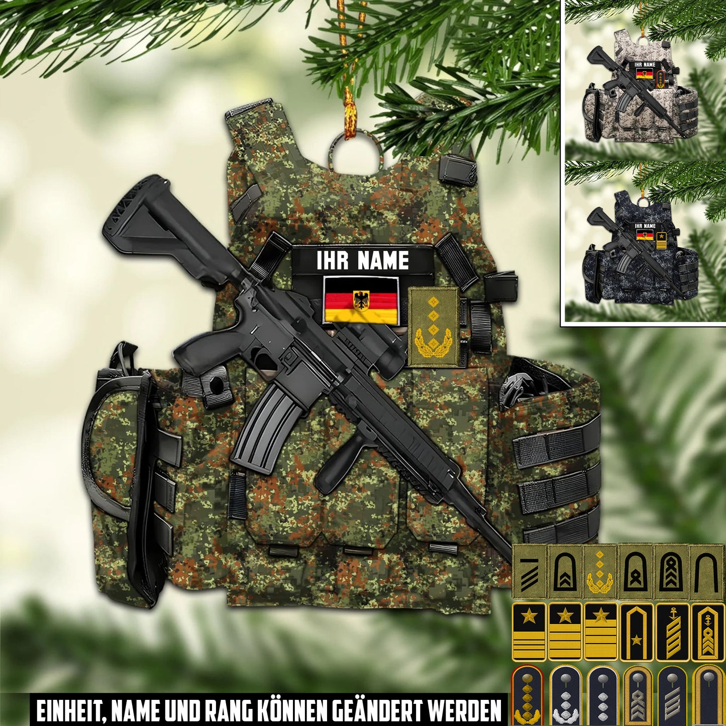 Deutscher Soldaten-Westenanhänger – Personalisierbar mit Name, Rang & Tarnfarbe - 17577216