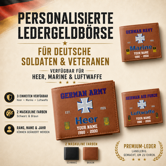 Personalized Germany Soldier/ Veteran With Rank, Year And Name Leather Wallet - 17441568