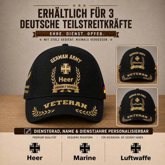 Personalized Rank, Year And Name Germany Soldier/Veterans Baseball Cap - 17282592