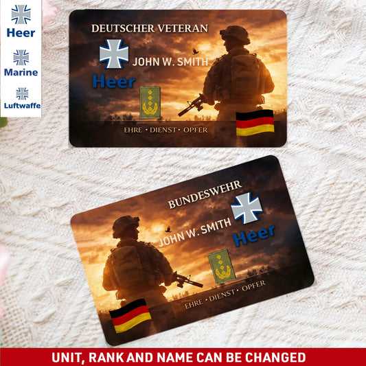 Personalized Germany Soldier/ Veteran With Rank, Name And Year Aluminum Wallet Card - 1772496