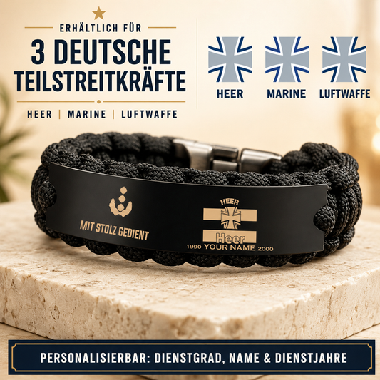 Personalized Germany Soldier/ Veteran Engraved Military Paracord Bracelet With Rank, Name and Year - 17753472