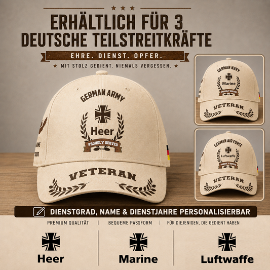 Personalized Rank, Year And Name Germany Soldier/Veterans Baseball Cap - 1721260803