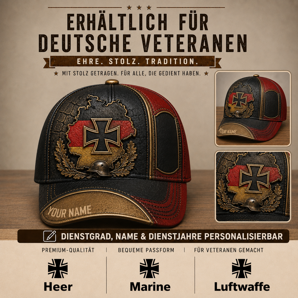 Personalized Name Germany Soldier/Veterans All Over Printed Baseball Cap - QK1779667214