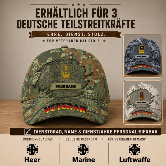 Personalized Rank And Name Germany Soldier/Veterans Camo Baseball Cap - 16843680