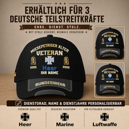 Miesepetriger Alter Veteran Mütze - Personalisierbar mit Namen & Dienstgrad - 1757376005