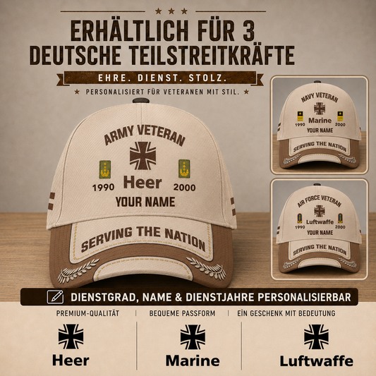 Personalized Name Year & Rank Germany Soldier/Veterans Baseball Cap - 1759968002