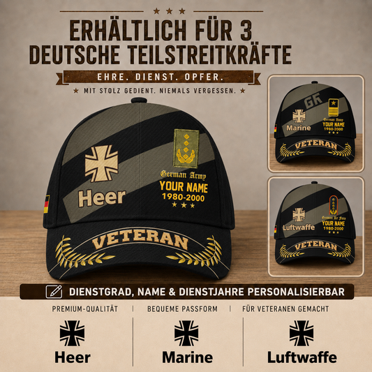 Personalized Name Year & Rank Germany Soldier/Veterans Baseball Cap - 1759968004