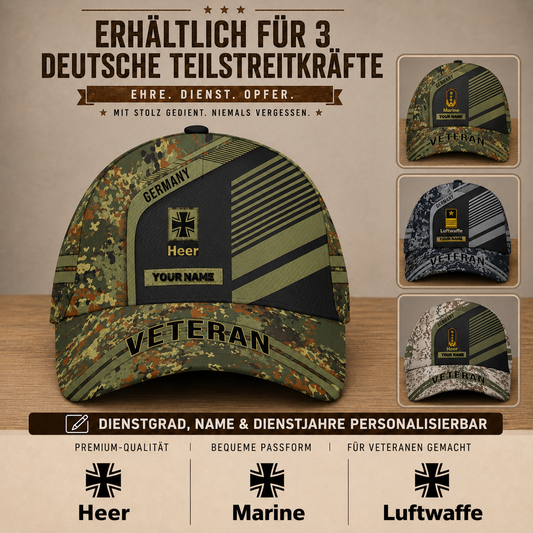 Personalized Rank And Name Germany Soldier/Veterans Camo Baseball Cap - 2205230001-D04