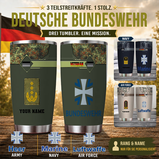 Personalized German Veteran/ Soldier With Rank And Name Camo Tumbler All Over Printed - 16817760