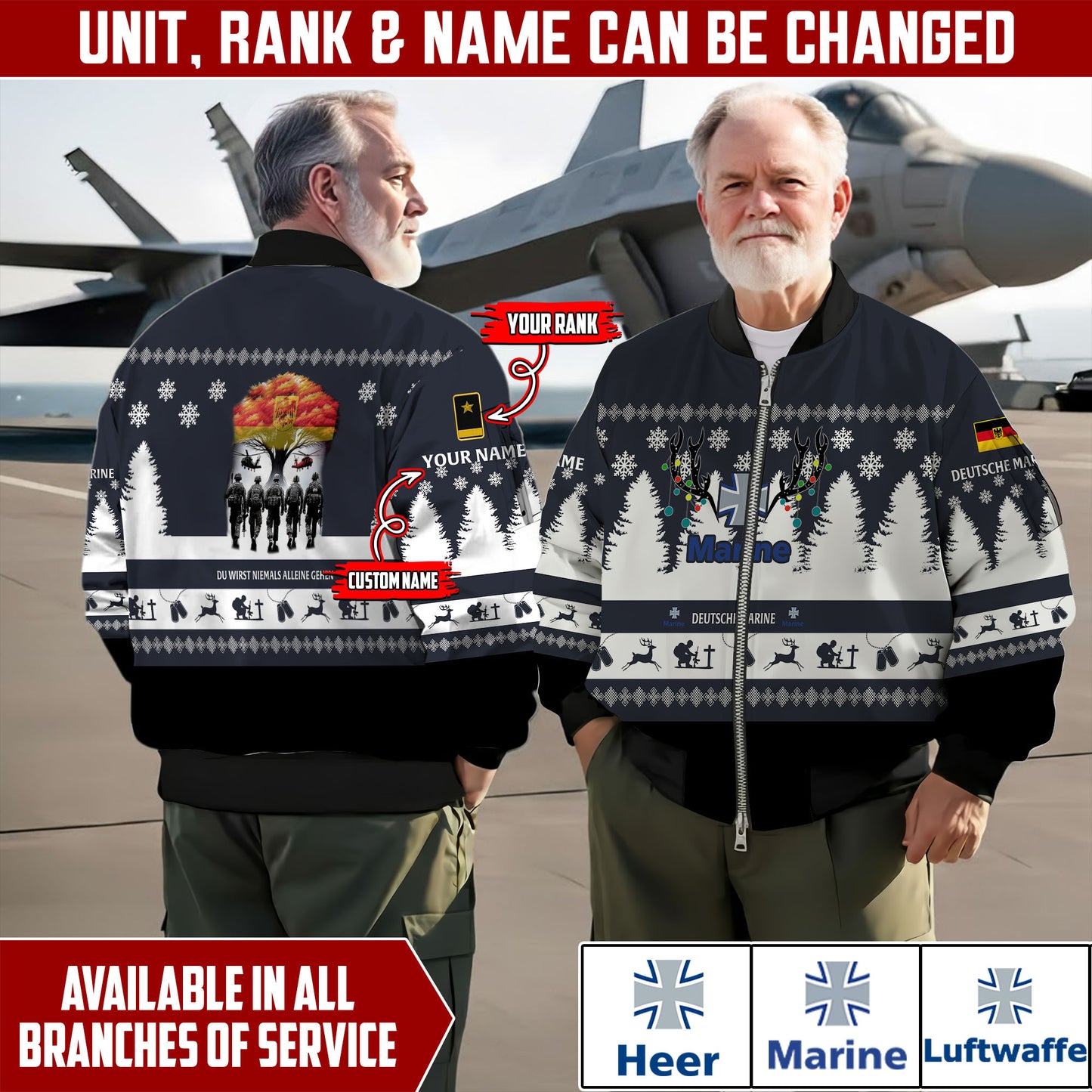 Personalized Germany Soldier/Veteran Camo with Name And Rank Sweater All Over Printed - 17298144