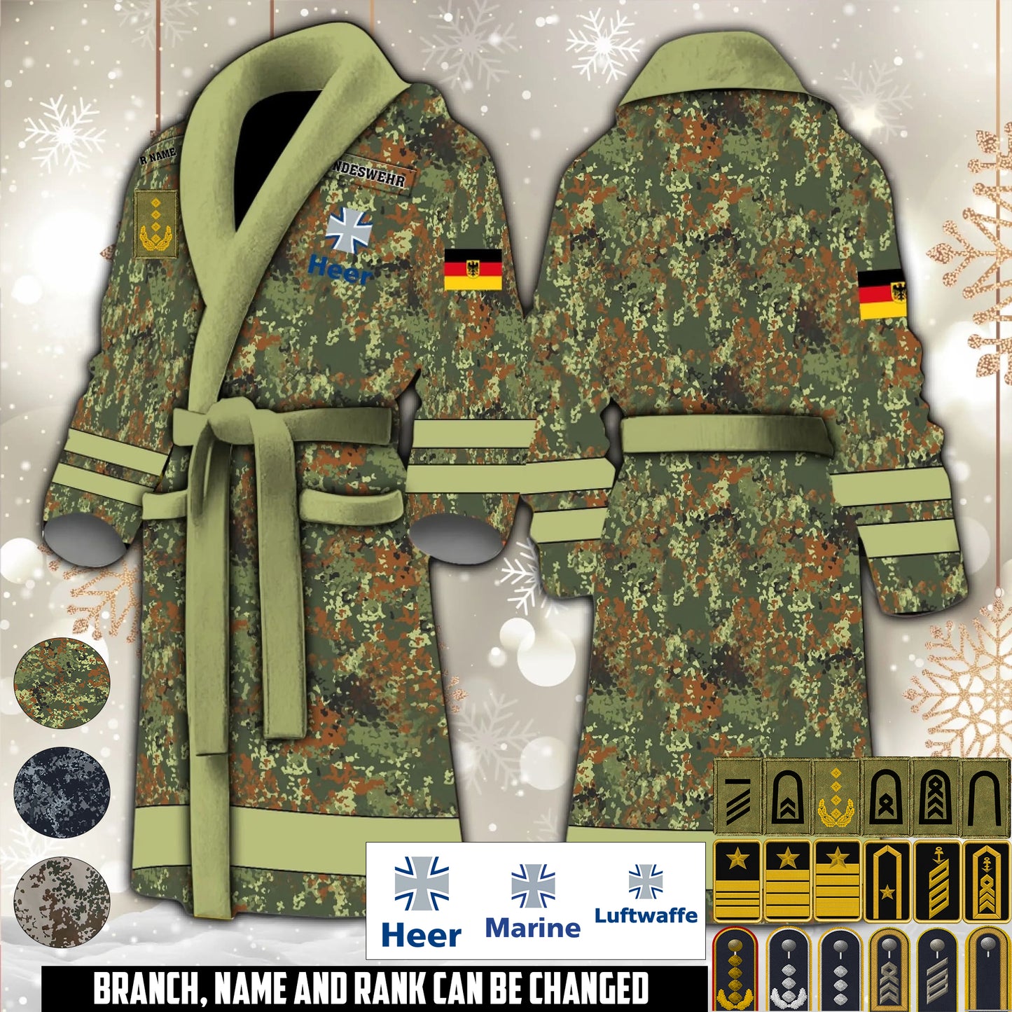 Personalized Rank And Name Germany Soldier/Veterans Bathrobe - 1764720001