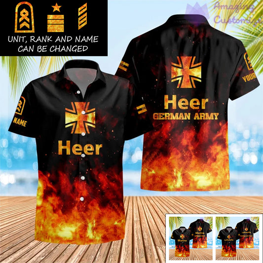Personalized Germany Soldier/Veteran Camo with Name, Rank Hawaii All Over Printed - 17259264