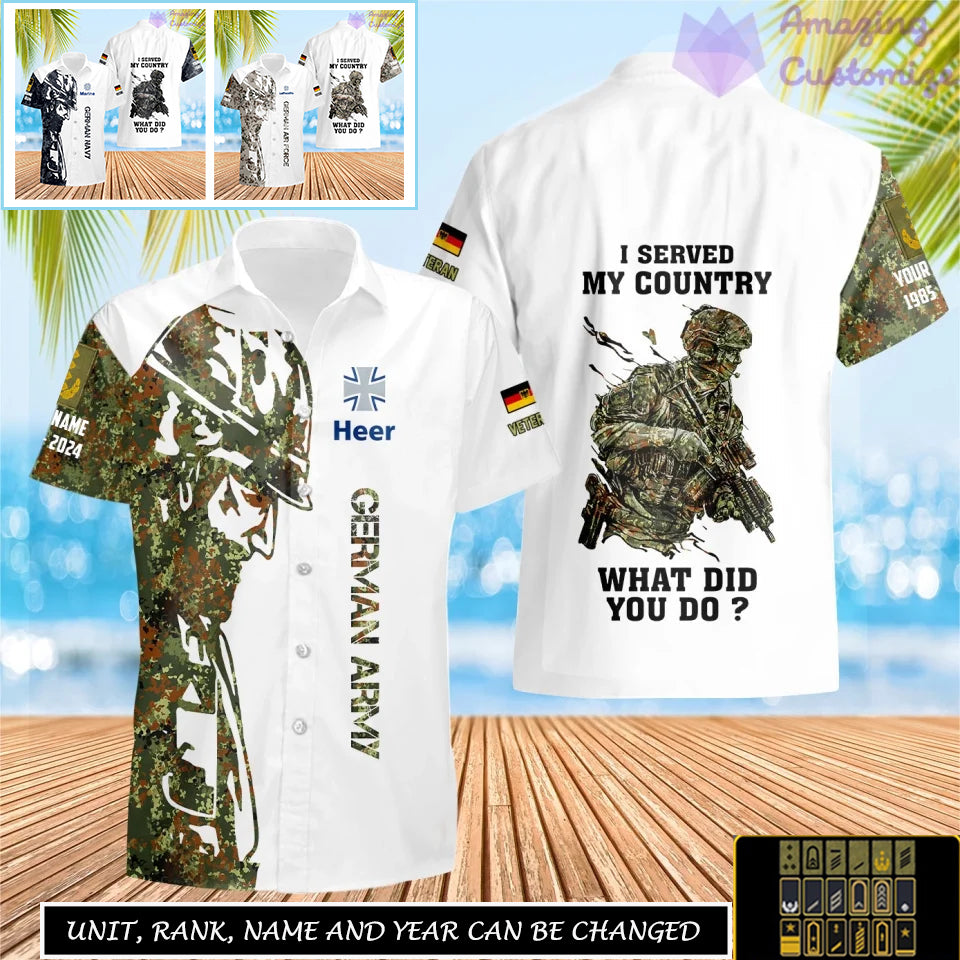 Personalized Germany Soldier/Veteran Camo with Name, Rank Hawaii All Over Printed - 17262720