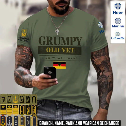 Personalized Germany Soldier/Veteran Camo with Name, Year and Rank T-Shirt All Over Printed - 17411328
