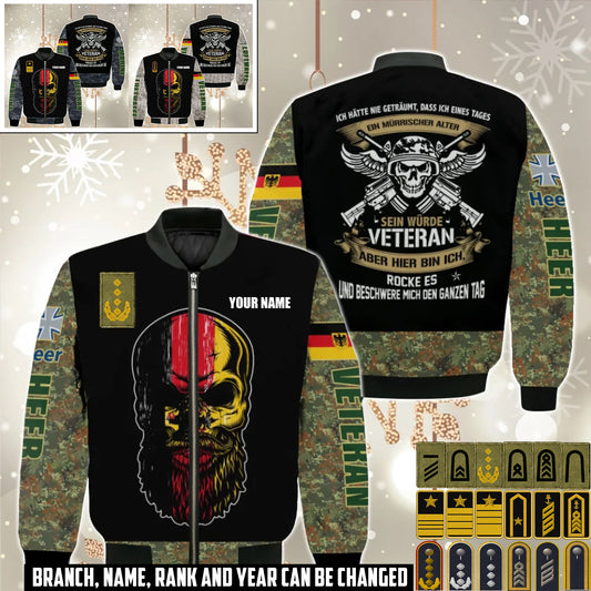 Personalized Germany Soldier/Veteran Camo with Name and Rank Bomber All Over Printed - 17410464