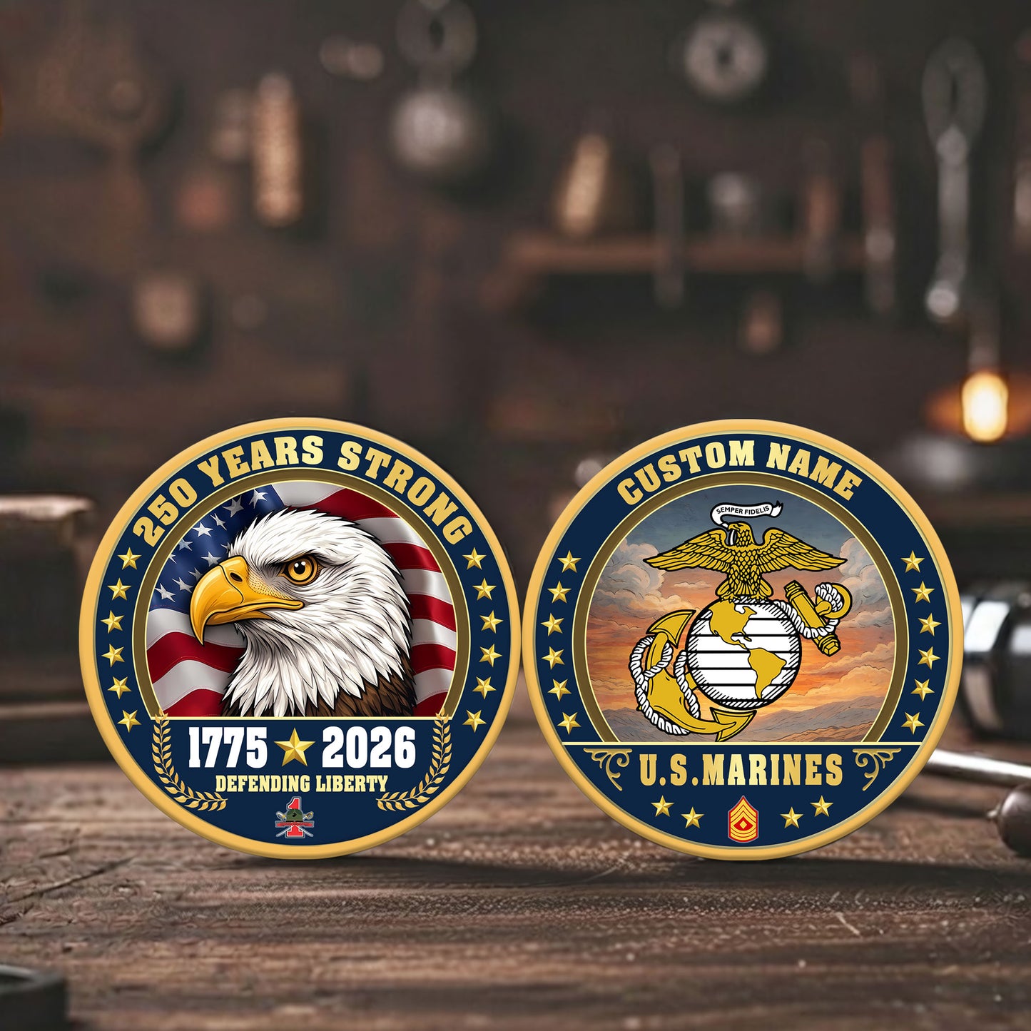Marine Battalions - Personalized US Veteran/ Soldier With Rank, Name And Year 250th Anniversary Coin - 1776643202