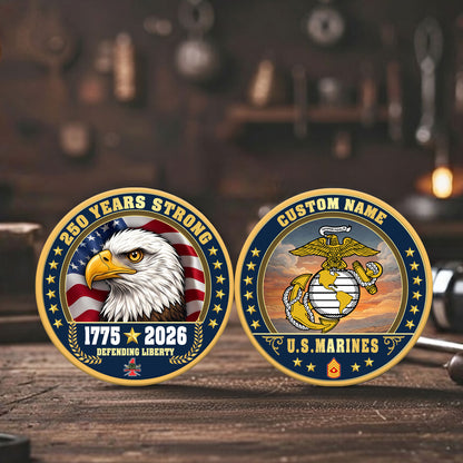 Marine Battalions - Personalized US Veteran/ Soldier With Rank, Name And Year 250th Anniversary Coin - 1776643202