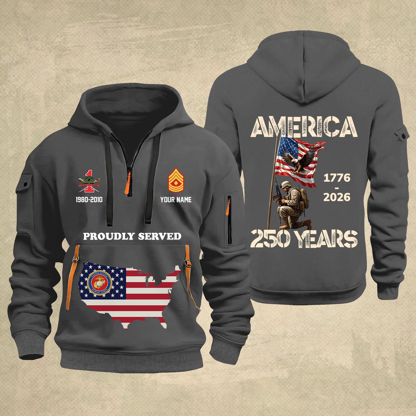 Marines Battalions - Personalized America 250 Years Zip Hoodie Multicolor, Custom U.S. Soldier Branch Hoodie, Happy Independence Day, 4th Of July Zip Hoodie - 1769040002