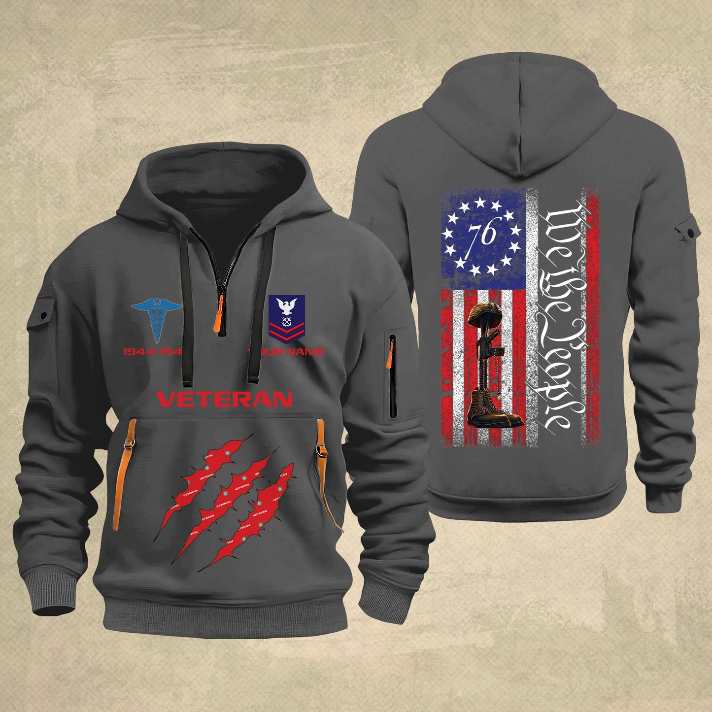 Coast Guard Rating - Personalized We The People 250th USA Zip Hoodie Multicolor – Custom Military Branch, 1776–2026, Custom Name - 17690400