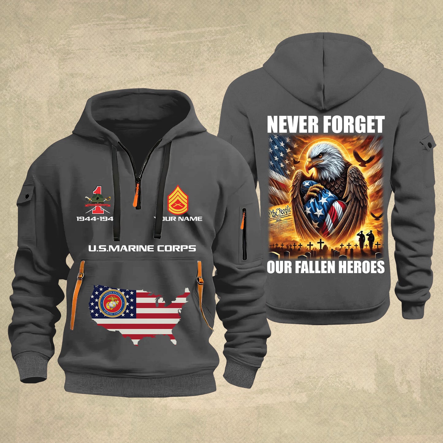 Marines Battalions - Never Forget Our Fallen Heroes 250th USA – Personalized Zip Hoodie Multicolor, 4th of July Zip Hoodie Multicolor, Custom Military Zip Hoodie Multicolor - 17692128