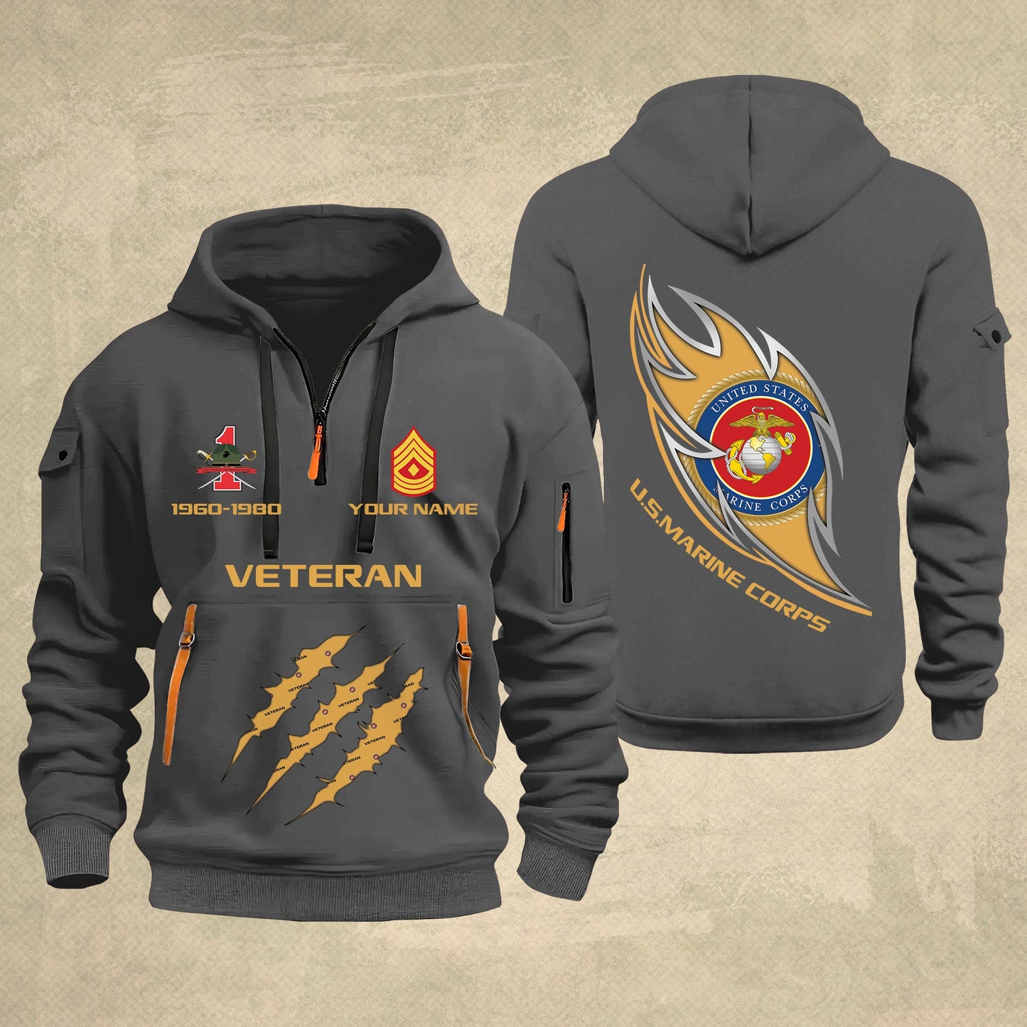 Marines Battalions - Personalized US Soldier/ Veteran With Name And Rank Zip Hoodie Multicolor - 17361216