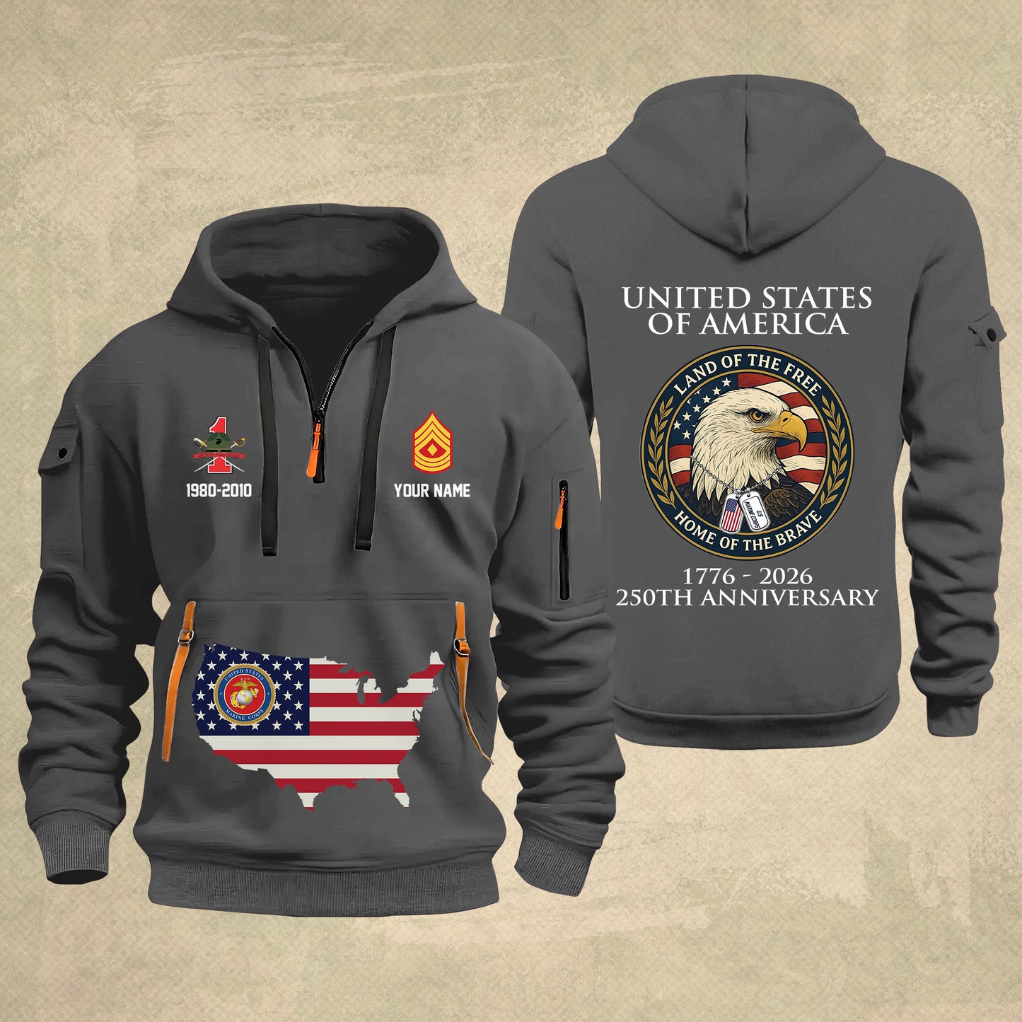 Marines Battalions - Personalized 250th America Anniversary Zip Hoodie Multicolor, Land Of The Free Home Of The Brave Zip Hoodie, Custom Military Branch Hoodie - 17691264