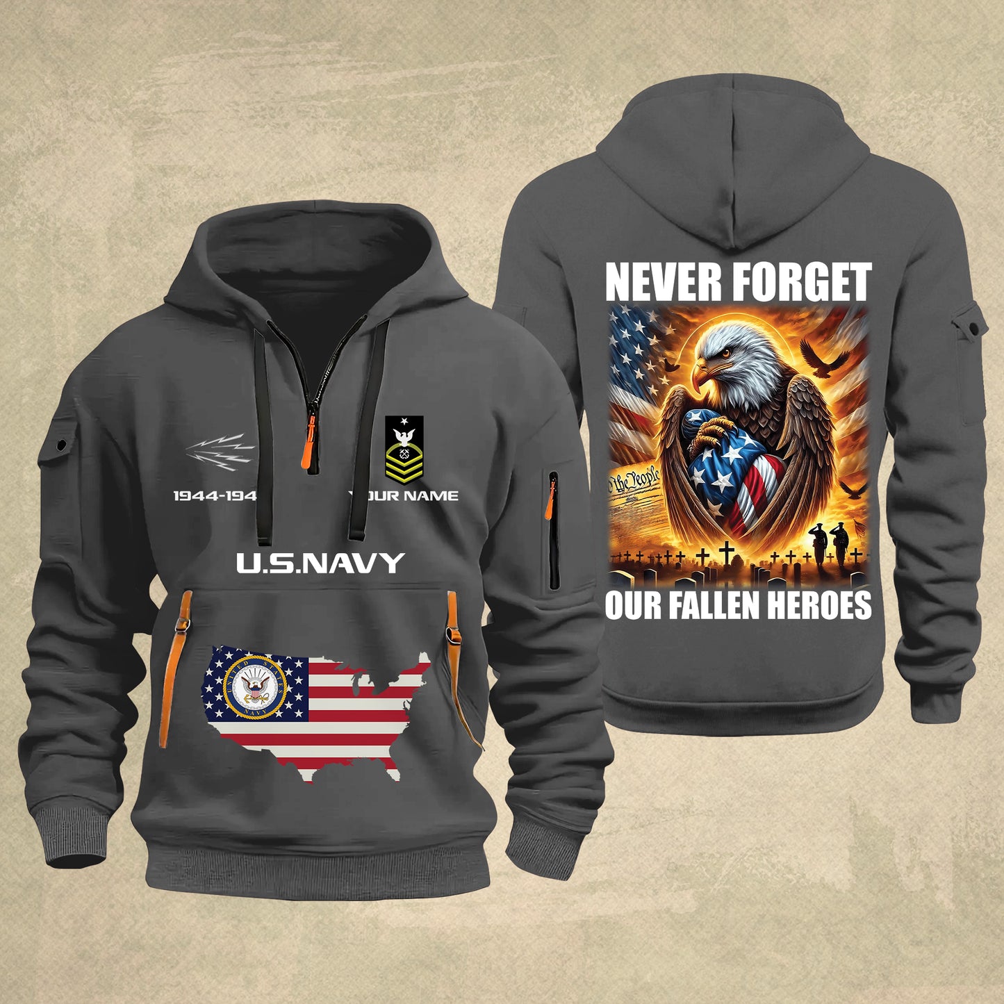 Navy Rating - Never Forget Our Fallen Heroes 250th USA – Personalized Zip Hoodie Multicolor, 4th of July Zip Hoodie Multicolor, Custom Military Zip Hoodie Multicolor - 17692128