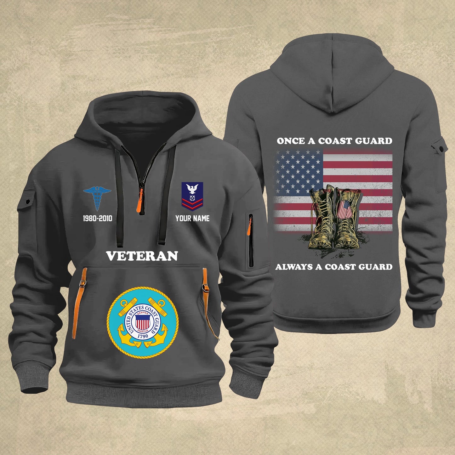 Coast Guard Rating - Personalized US Soldier/ Veteran With Name And Rank Zip Hoodie Multicolor - 17044128