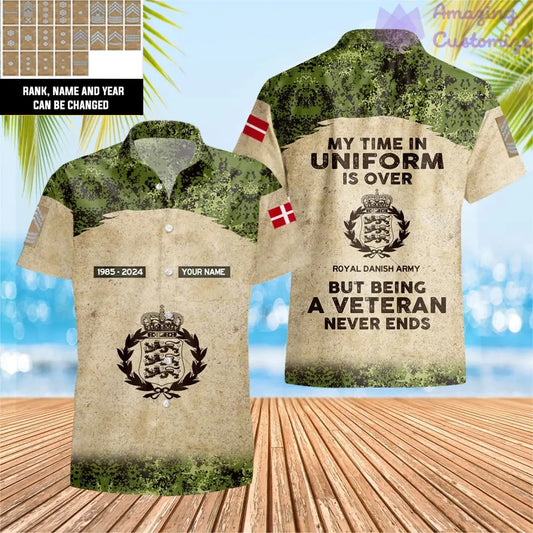 Personalized Denmark Soldier/Veteran with Name, Year and Rank Hawaii Shirt All Over Printed - 17200512