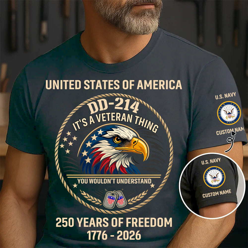 Navy Rating - DD-214 It's A Veteran Things - Personalized Shirt, Custom Veteran Military Branch Shirt, 250th USA Tee, Independence Day Shirt, Veteran Shirt, 4th Of July Tee - 1776729602